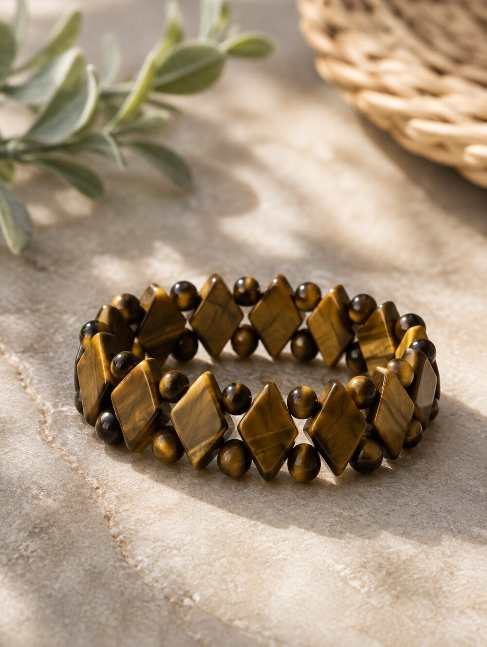 Beaded tigereye Stone stretchy bracelet